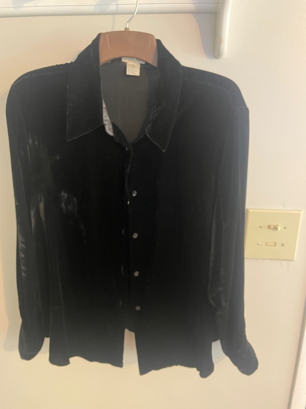 Black Velvet Button-Down Men's Shirt